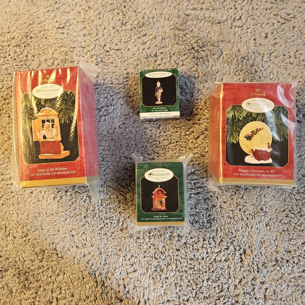 Lot of 4 1997 Hallmark Keepsake Collector's Club Ornaments